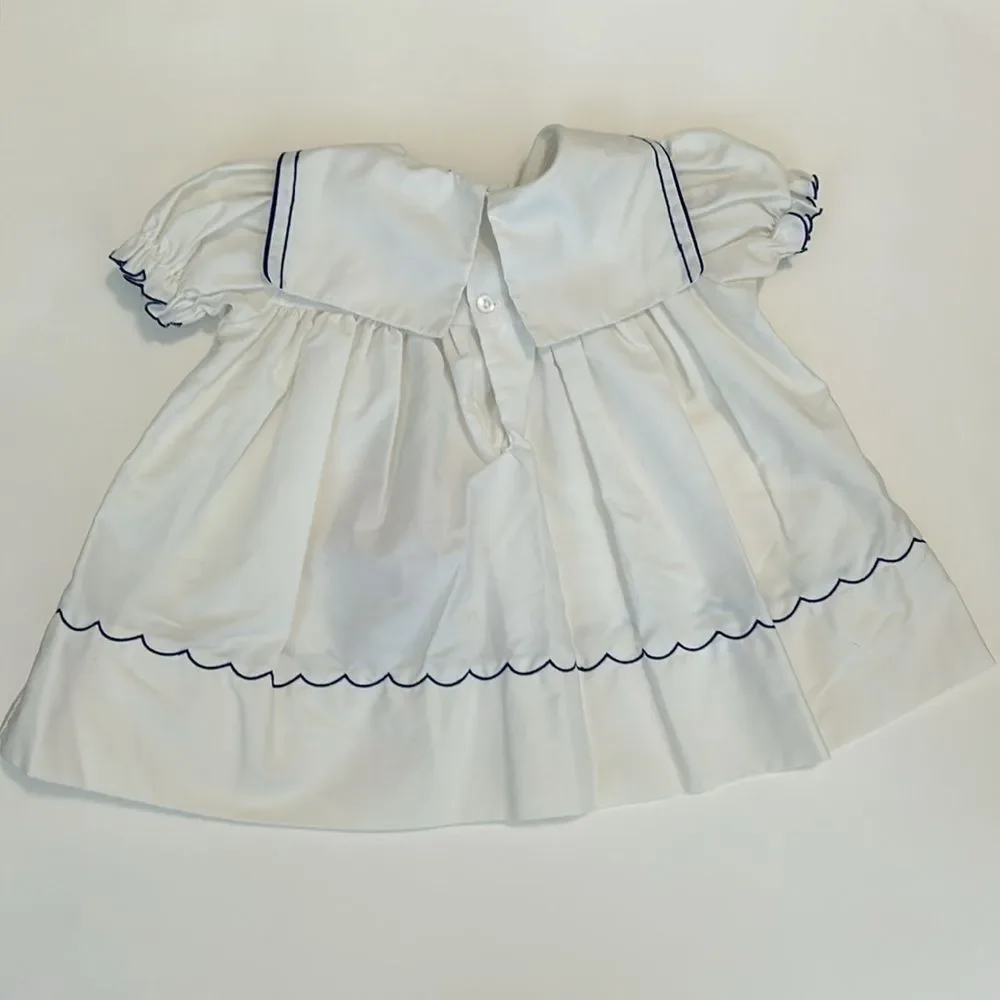 Vintage Pinafore Collared Sailboat Summer Dress 12M